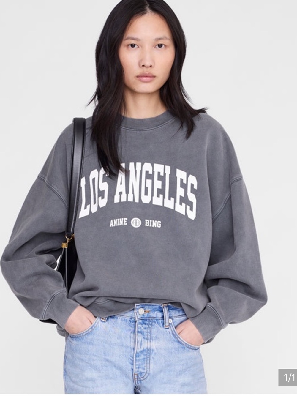 Anine Bing Gray Los Angeles Logo Crewneck Sweatshirt
